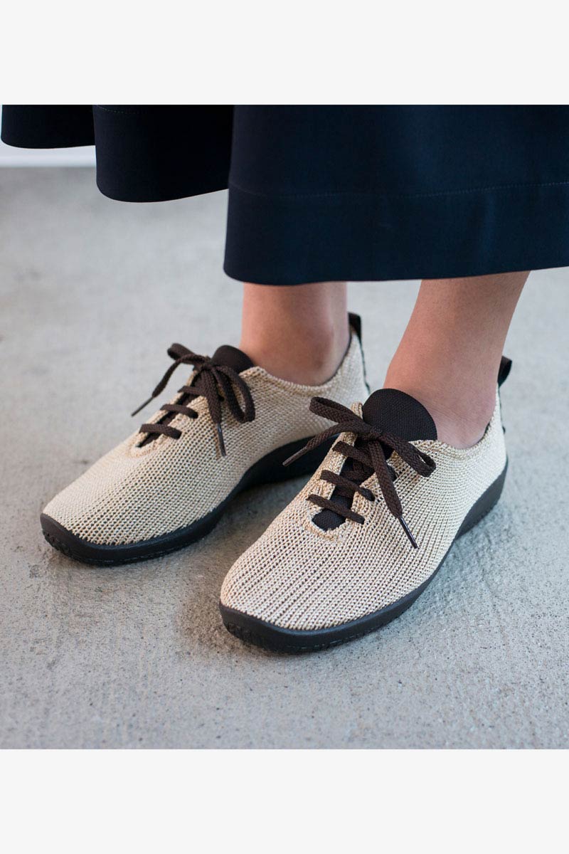 LS - Knit Lace-Up Sneaker - Beige