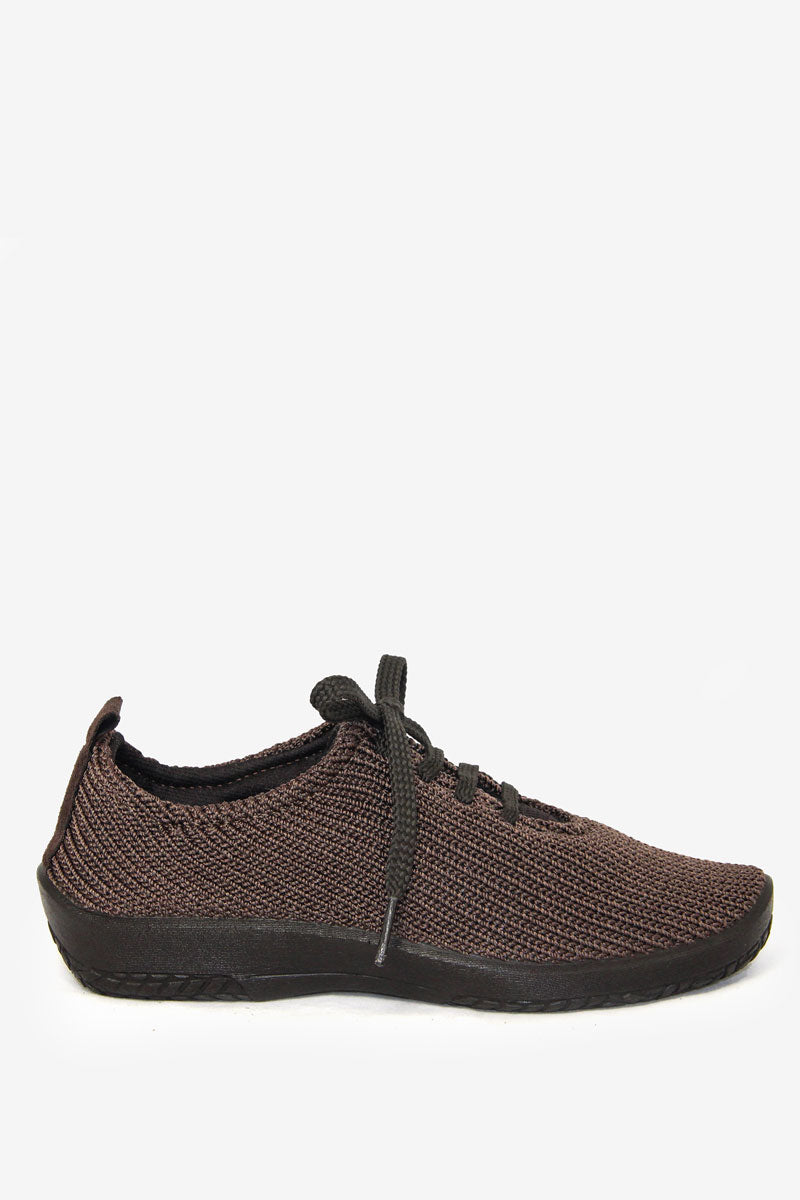 LS - Knit Lace-Up Sneaker - Brown