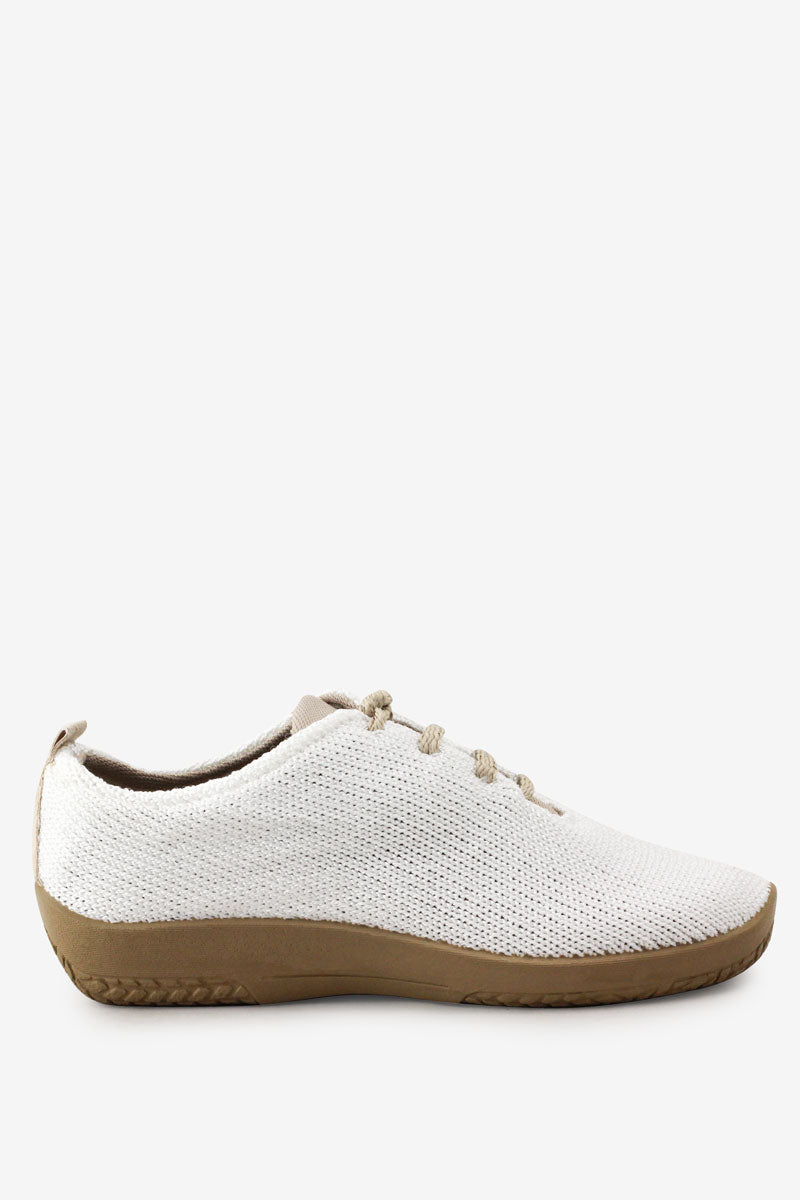 LS - Knit Lace-Up Sneaker - White/Beige