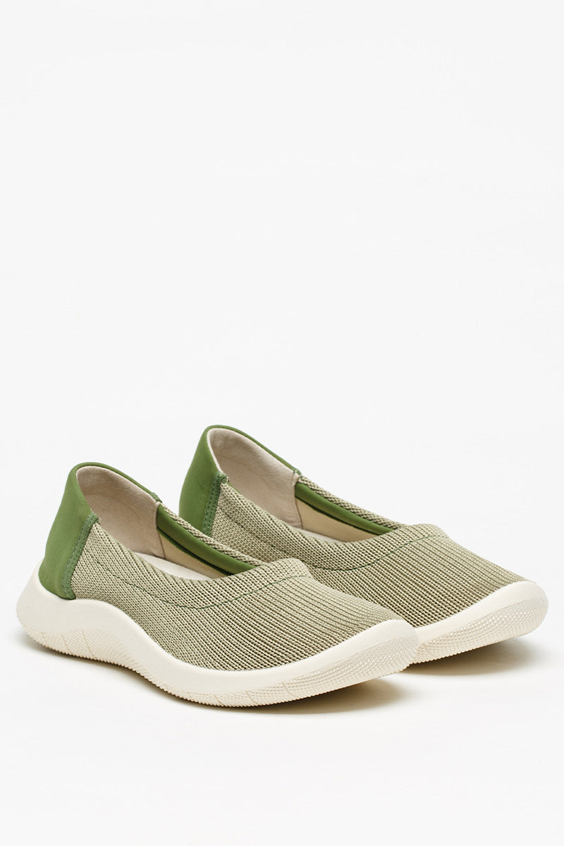 Thetis - Knit Slip-On Ballerina - Green Earth