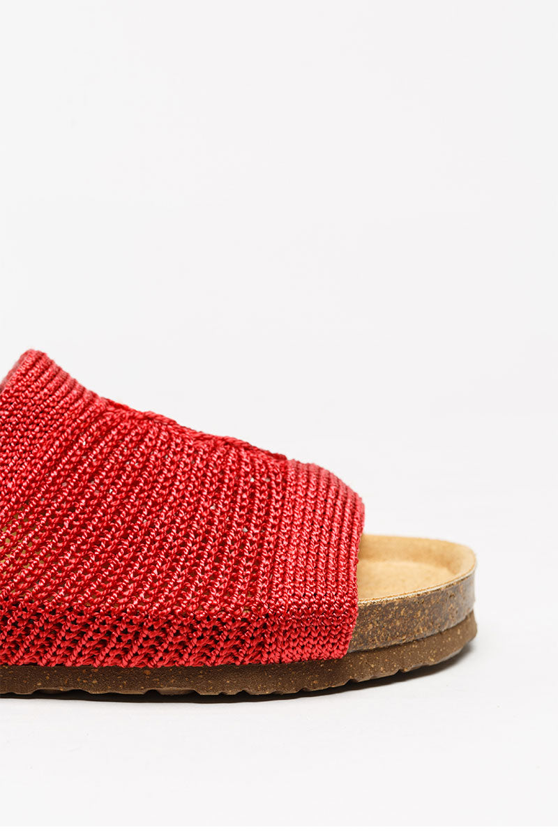 Manas - Knit Cork Sandal - Red