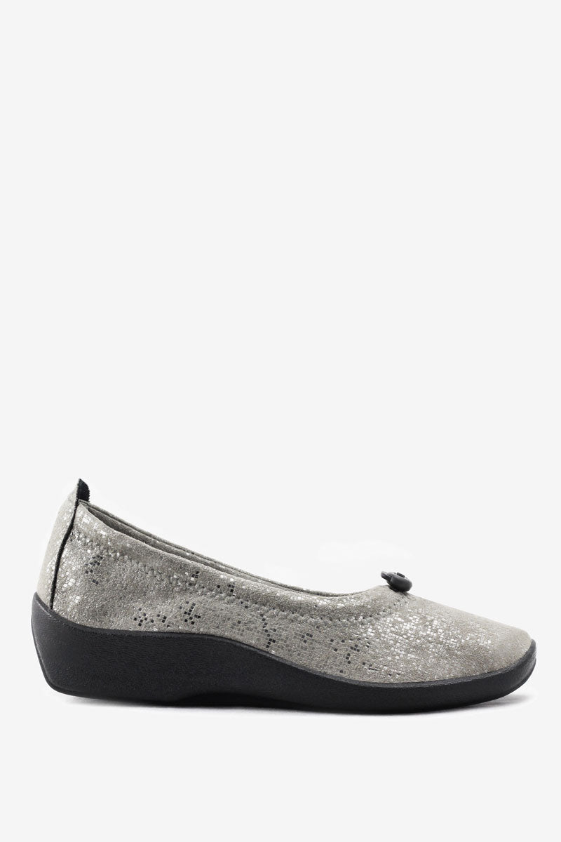 L14 - Lytech Quilted Ballerina Flat - Silver Sparkle