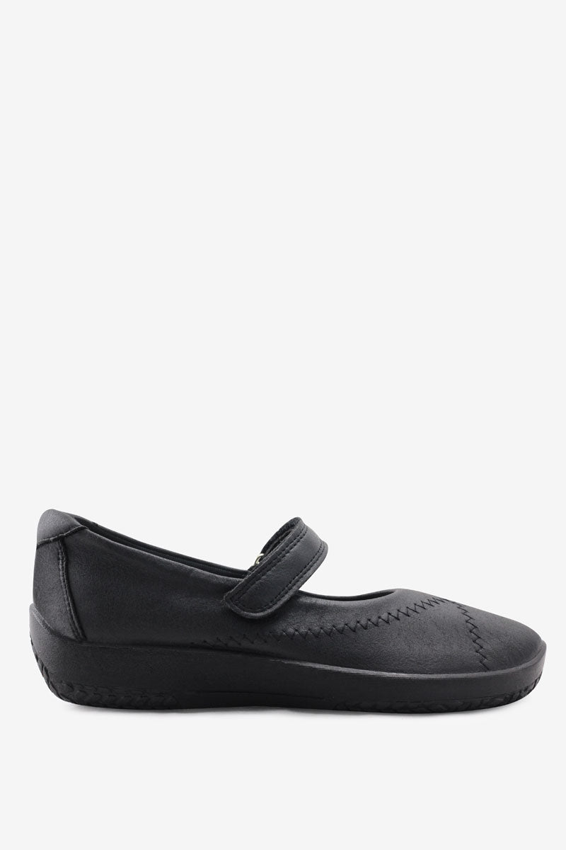 L18 - Lytech Quilted Mary Jane - Black Smooth