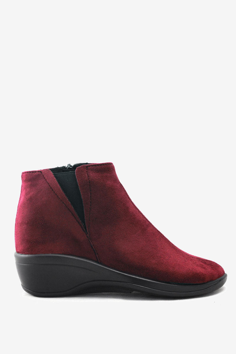 Luana - Lytech Faux Suede Bootie - Burgundy