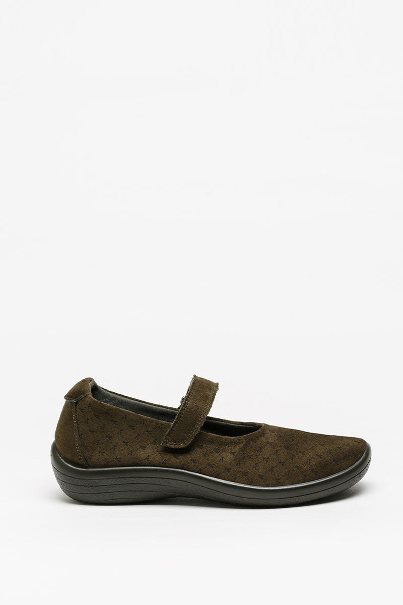 Estrela A - Embossed Lytech Mary Jane - Olive