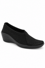Mailu - Ribbed Knit Comfort Flat - Black