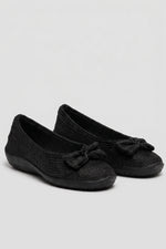 Lyla Sport - Knit Bow-Detail Flat - Black