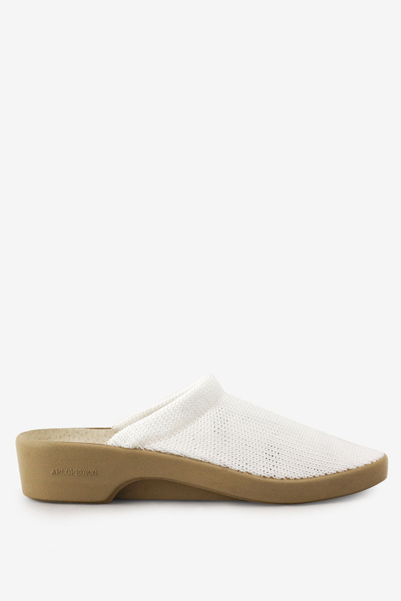 Light - Knit Open-Back Mule - White