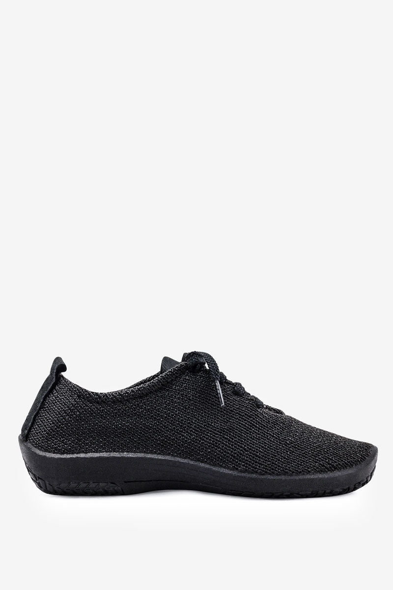 LS - Knit Lace-Up Sneaker - Black