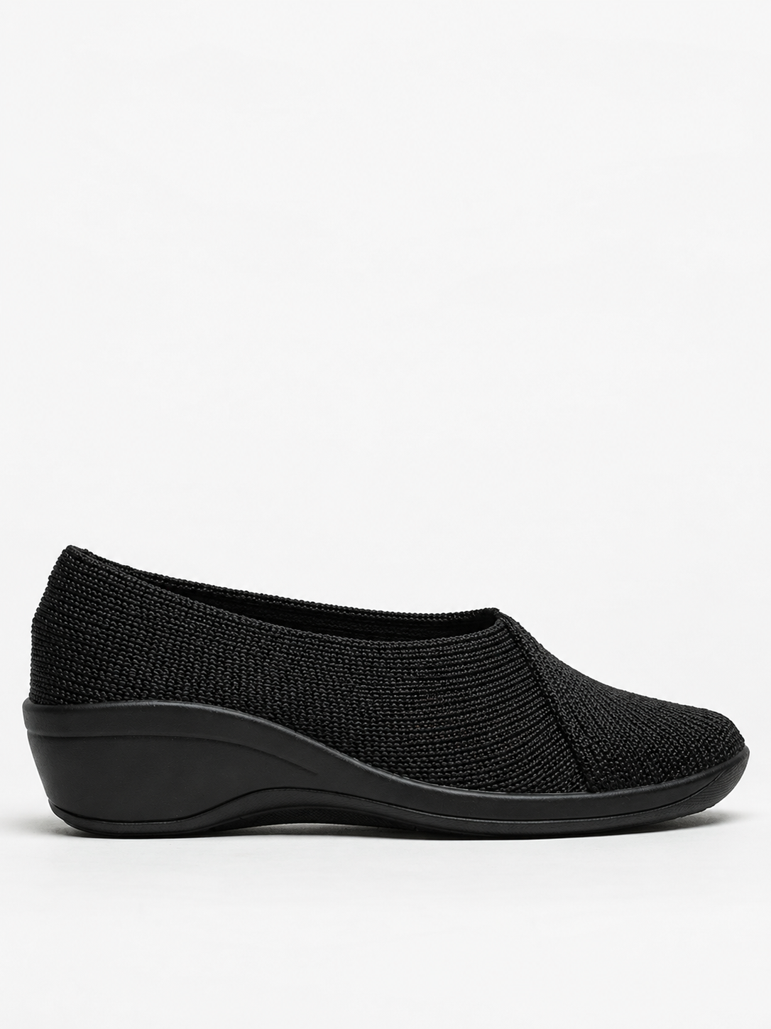Mailu - Ribbed Knit Comfort Flat - Black