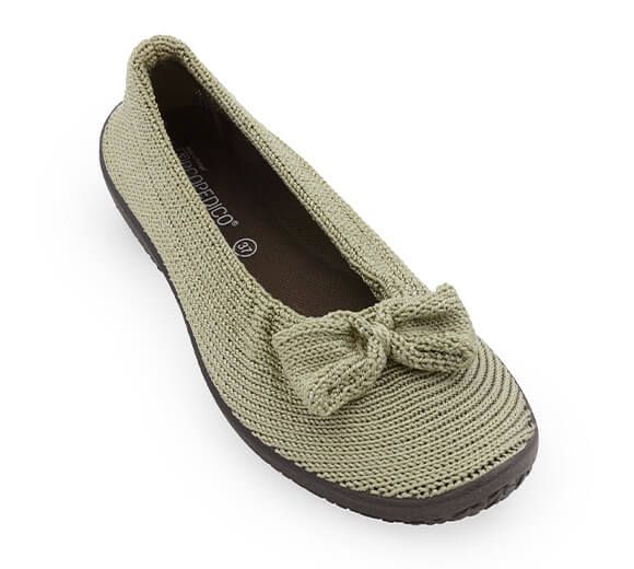 Lyla Sport - Knit Bow-Detail Flat - Green Earth