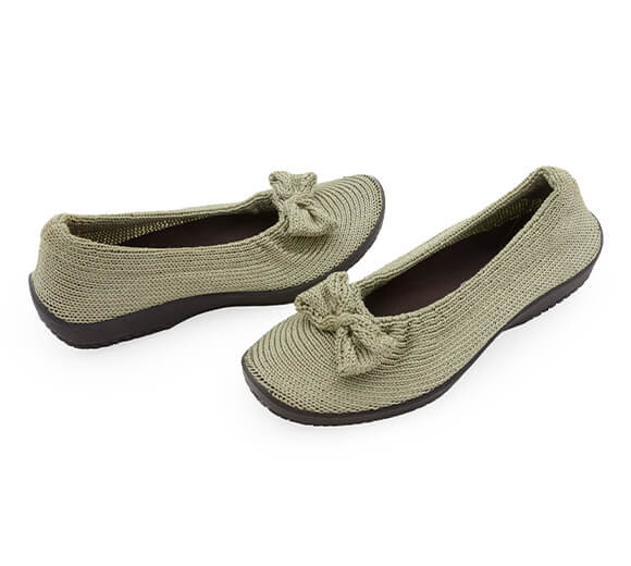 Lyla Sport - Knit Bow-Detail Flat - Green Earth