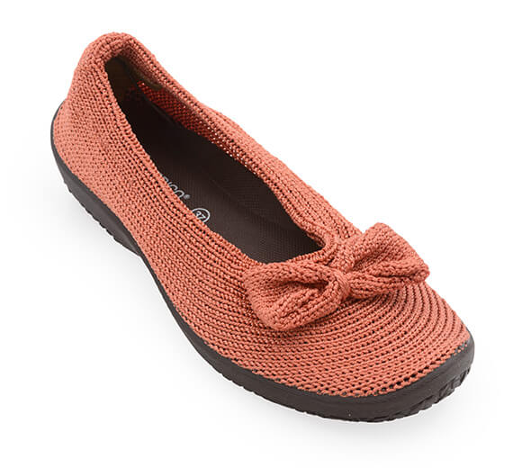 Lyla Sport - Knit Bow-Detail Flat - Brick