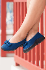 Lyla Sport - Knit Bow-Detail Flat - Denim