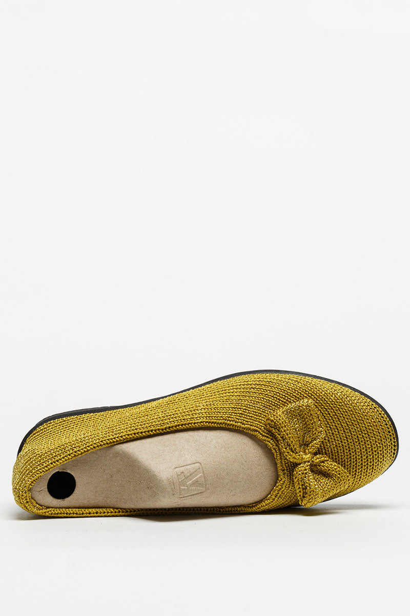 Lyla Sport - Knit Bow-Detail Flat - Mustard