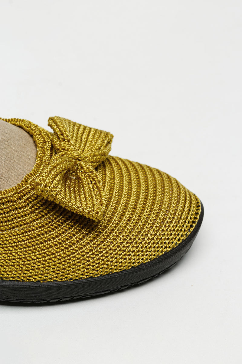 Lyla Sport - Knit Bow-Detail Flat - Mustard