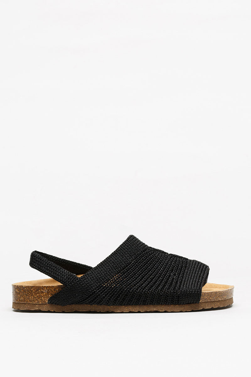 Manas - Knit Cork Sandal - Black