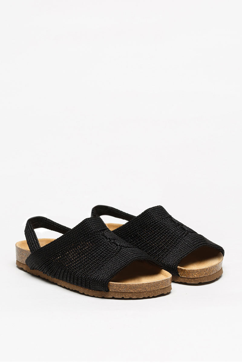 Manas - Knit Cork Sandal - Black