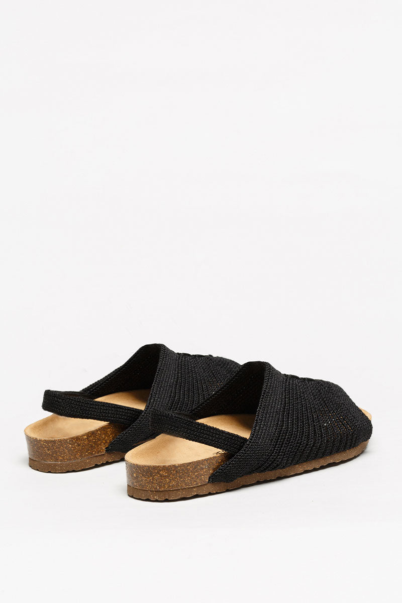 Manas - Knit Cork Sandal - Black