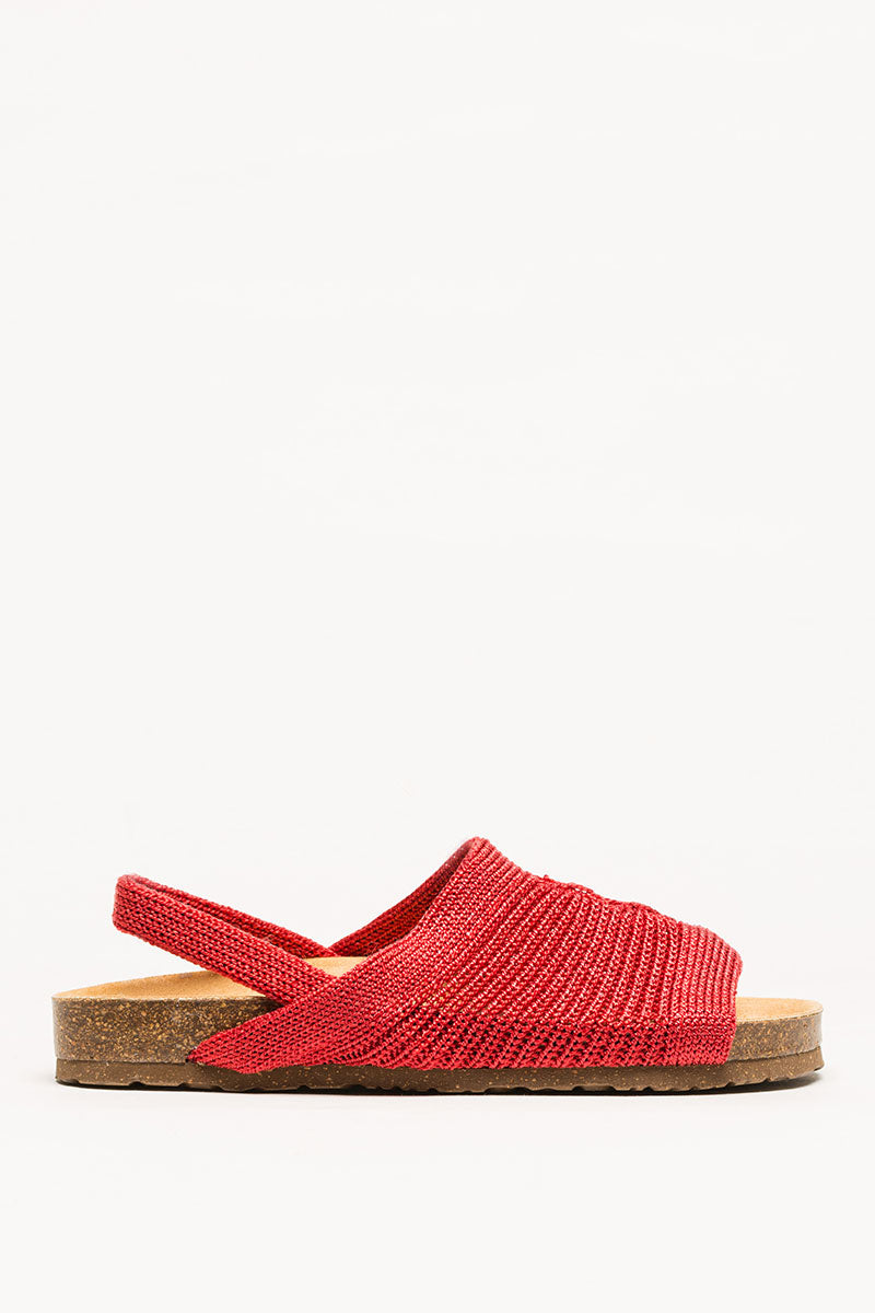 Manas - Knit Cork Sandal - Red