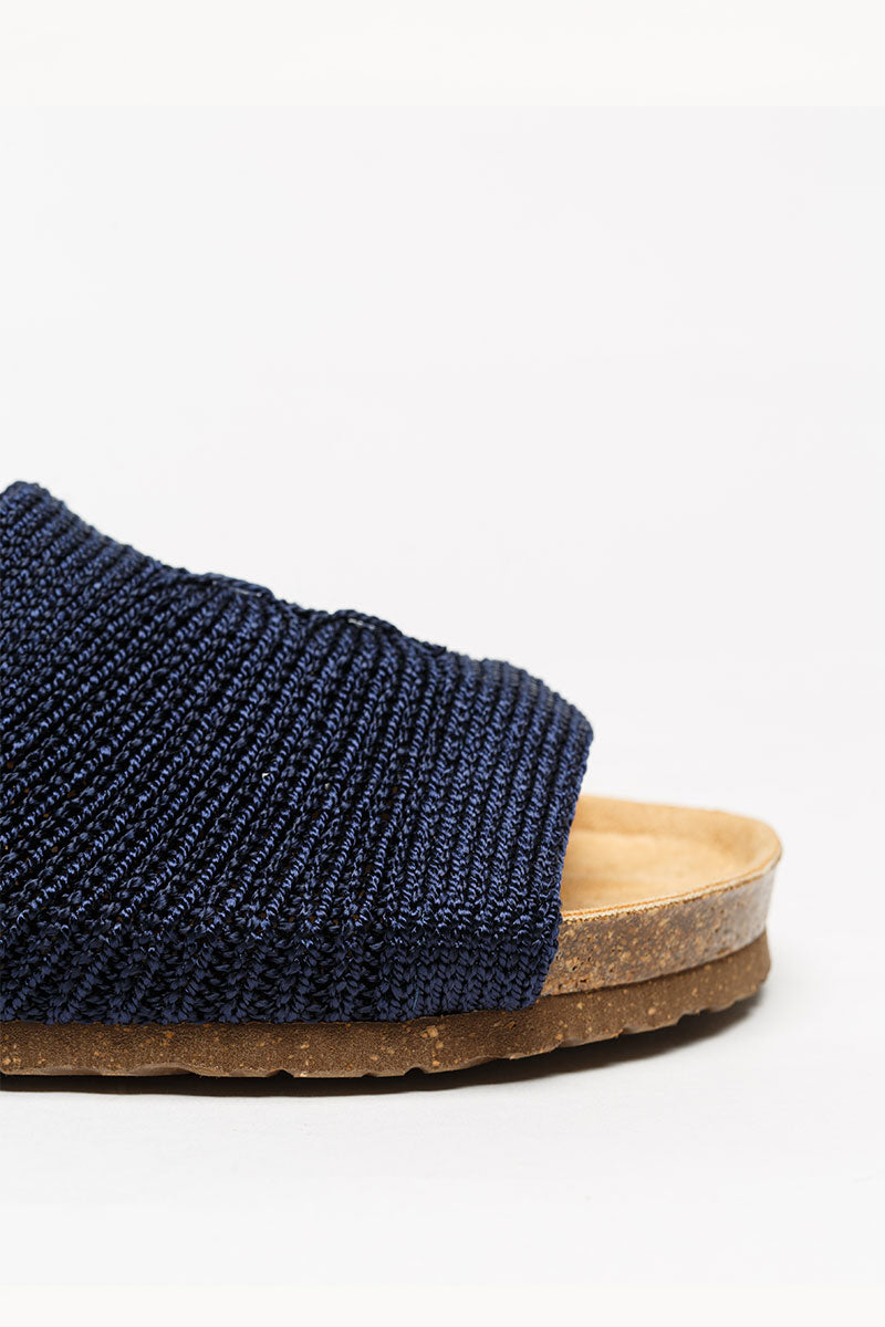 Manas - Knit Cork Sandal - Navy