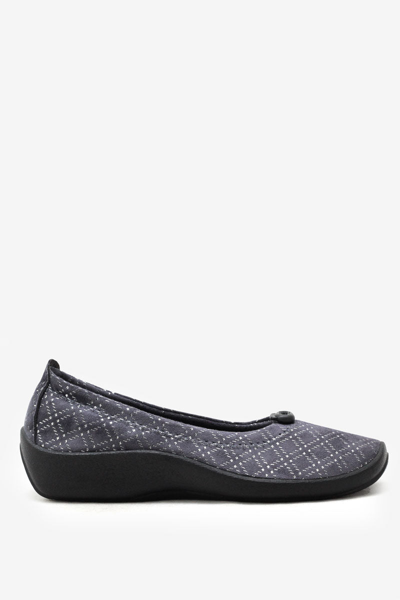 L14 - Lytech Quilted Ballerina Flat - Gray Thyssen