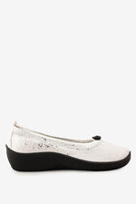L14 - Lytech Quilted Ballerina Flat - White Sparkle