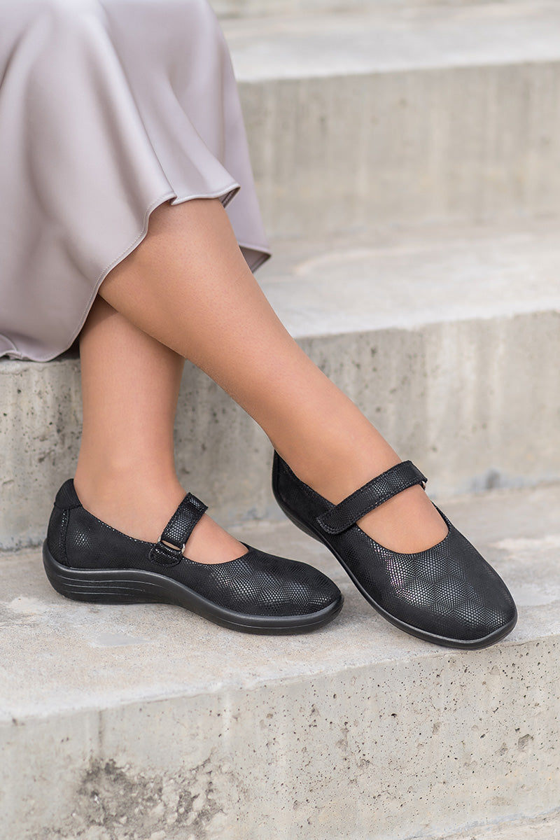 Estrela Stardust - Printed Lytech Mary Jane - Black