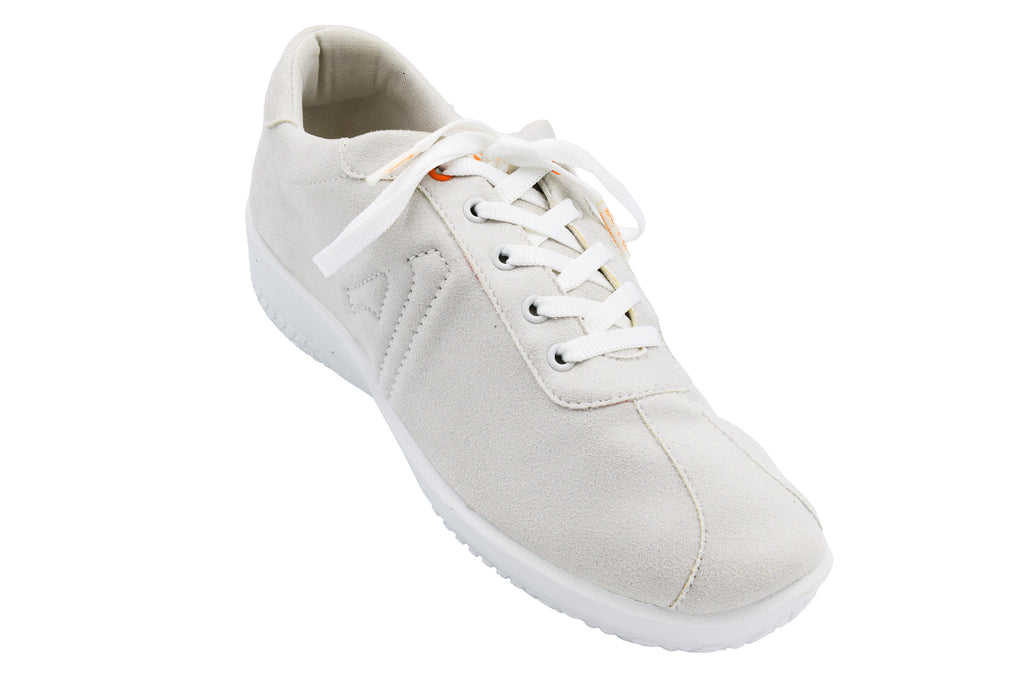 White sneaker with laces on a white background