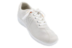 White sneaker with laces on a white background