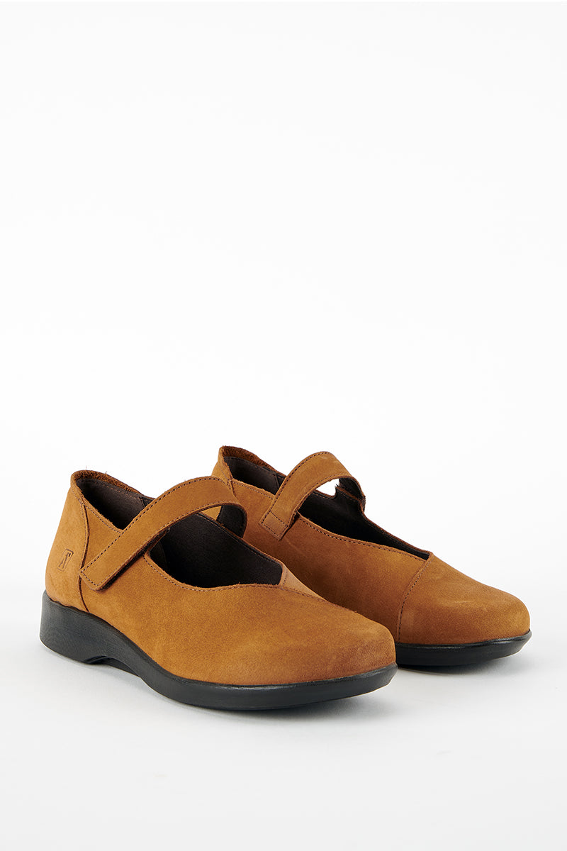 Pico - Adjustable Nubuck Mary Jane - Cognac