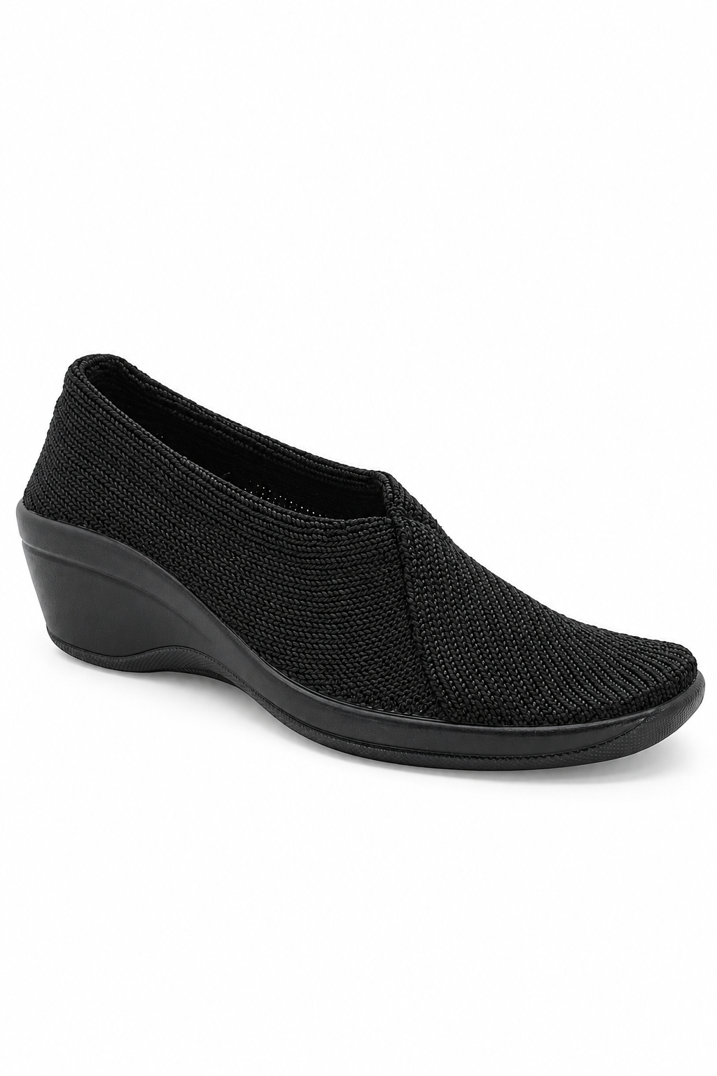 Mailu - Ribbed Knit Comfort Flat - Black